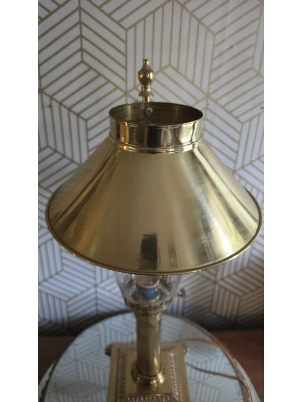 Vintage Paris Istanbul Orient Express Brass & Glass Clawfoot Lamp Adjustable